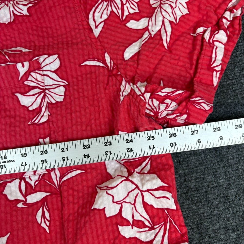Gap Seersucker Shirt Mens 2XL Red White Floral Cotton Short Sleeve Button Up - Picture 3 of 8